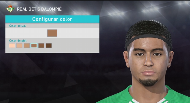 Editor interno de PES 2018 para ajustar color y textura de piel